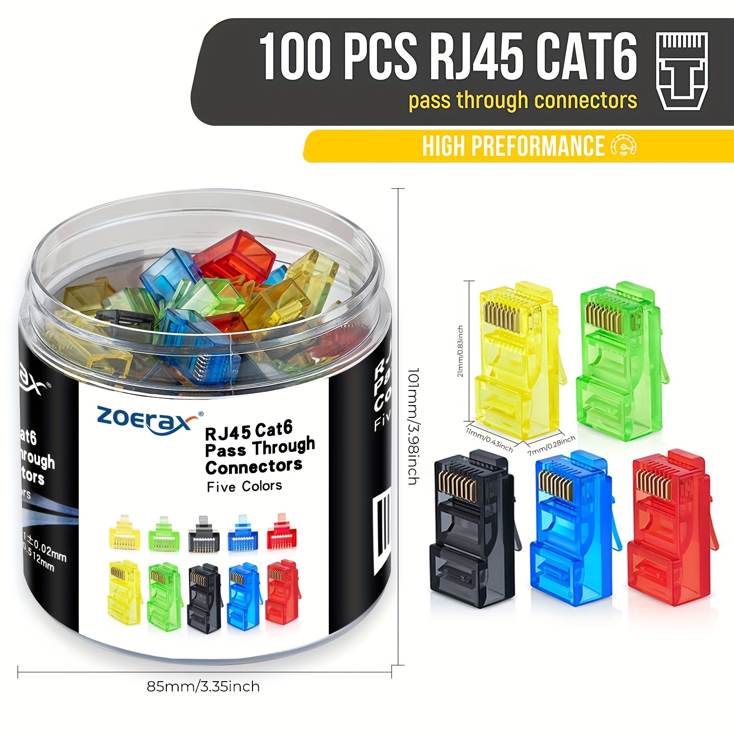 Rj45 Jack - ZoeRax 100 個 RJ45 Cat6 コネクタ