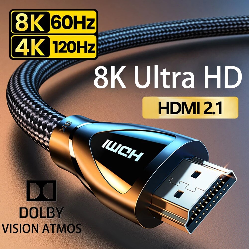 Mdi Cable - Hdmi-互換の2.1ケーブル、超高速、8k、60hz、4k、120hz、xiaomi mi、xbox、ps5、hdr10、dolby vision、48gbps