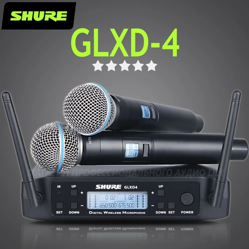Condenser Microphone Kit - Shure GLXD4 BETA 58A プロフェッショナルワイヤレスマイクシステム高周波ステージ歌唱放送パーティー用ワイヤレス距離
