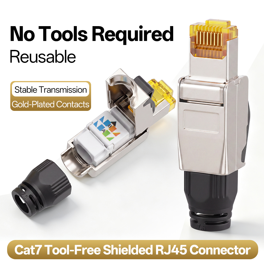 Rj45 Jack - RJ45コネクタ Cat7 工具不要 シールド付き 亜鉛合金製 再利用可能