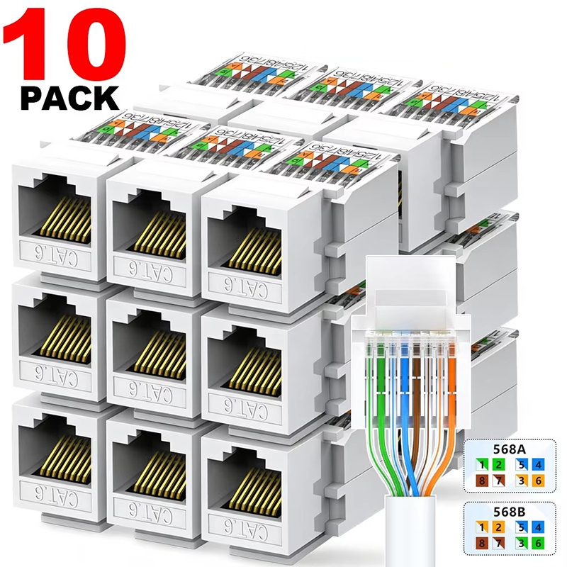 Rj45 Jack - Cat6キーストーンイーサネットRJ45ネットワークモジュールメスジャックネットワークパンチダウンコネクタ壁面アダプターカプラーCAT6ケーブルパッチパネル