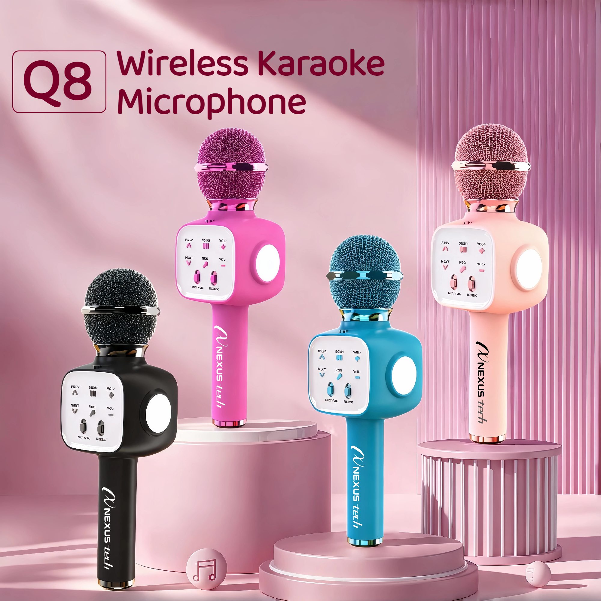 Condenser Microphone Kit - ワイヤレスBluetooth 5.2対応カラオケマイク、ポータブルスピーカー、ボイスチェンジャー、RGB LED搭載、高級感のあるパーティーエンターテイメント用、歌うための機器、TWS対応、子供から大人まで楽しめるギフト。
