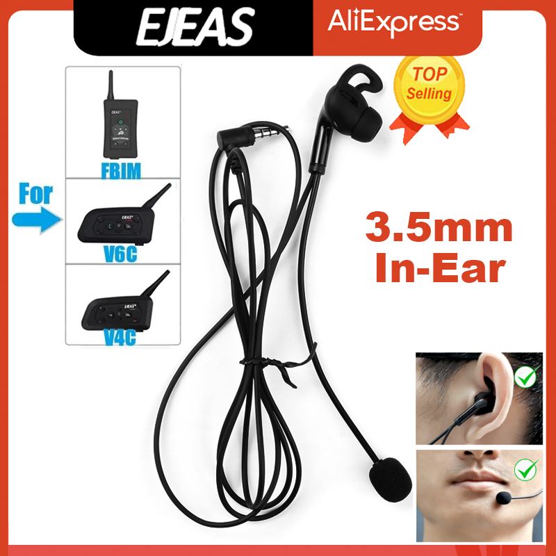 Audio Interface - Referee-ハンズフリーヘッドセットEJEAS-FBIM,オーディオプラグイン,左右のイヤホン,3.5mm,v6c pro,v4c plus,ハーフヘルメット