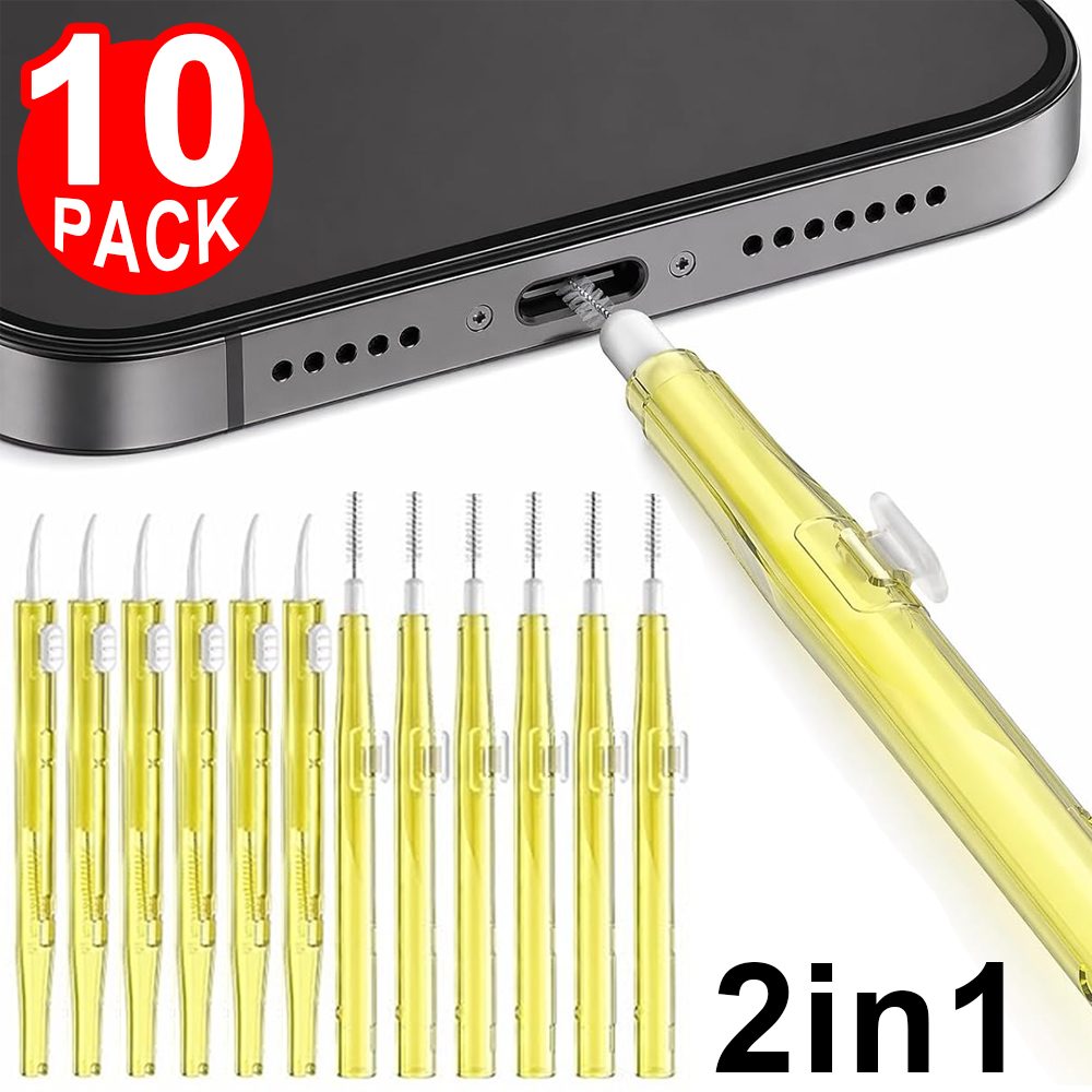 Diy Headphone - 2in1格納式クリーナーキット 携帯電話スピーカー充電ポートクリーニングセット iPhone 17 Samsungイヤホン用クリーニングブラシ