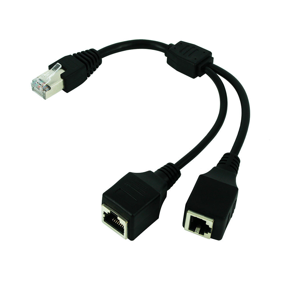 Rj45 Jack - イーサネットネットワークスプリッター,1オス-2メスLANケーブル,イーサネットポート,安定した伝送,簡単なアダプター,cat5e, cat5, cat6