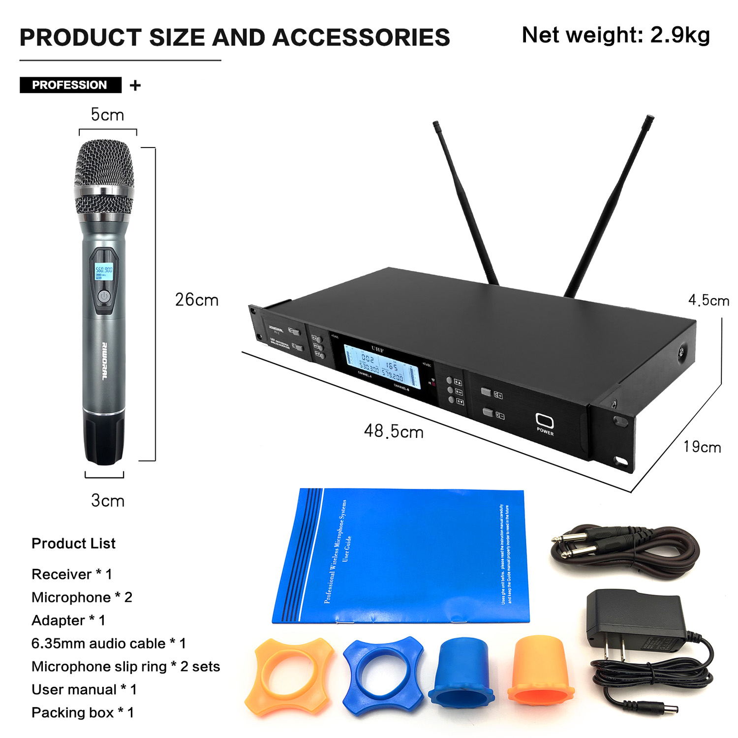 Condenser Microphone Kit - 2026 RV-2 プロフェッショナルFMワイヤレスカラオケマイク パフォーマンス パーティー歌唱用