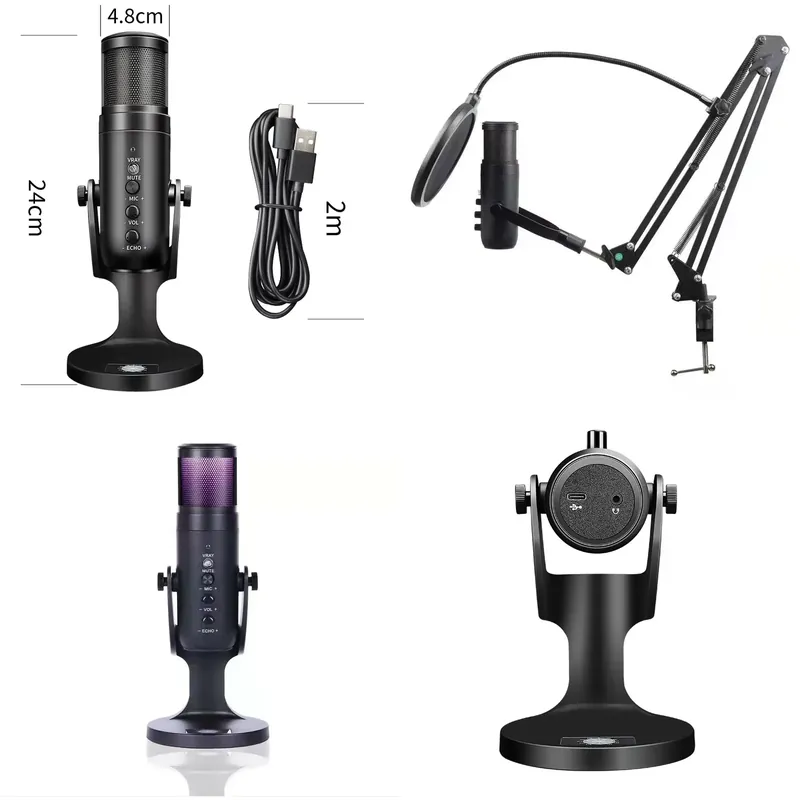 Condenser Microphone Kit - 工場直販 スタジオ ワイヤレスUSBコンデンサーマイク ノイズキャンセリングキット 録音用 プロ仕様