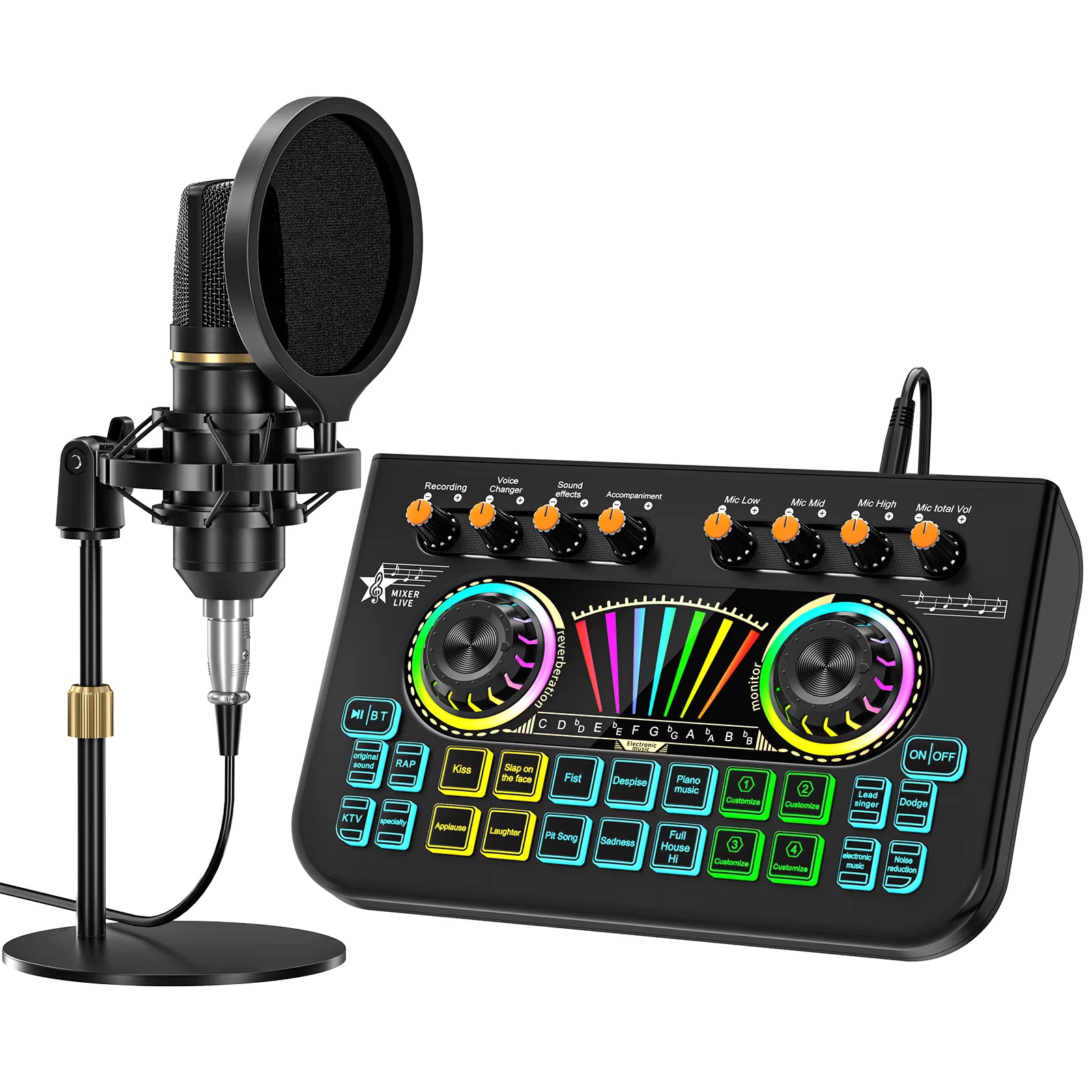 Condenser Microphone Kit - Tenlamp X3 BM800 ポッドキャストマイクバンドルキット、3.5mmコンデンサーマイク、ライブサウンドカードオーディオミキサー、PC、スマホ、ゲーム、ストリーミング、歌、カラオケ、YouTube、Vlog用のプロフェッショナル音楽スタジオフルセットアップ