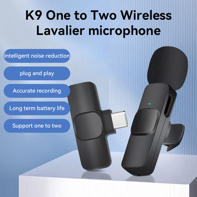 Condenser Microphone Kit - ミニワイヤレスマイクノイズリダクションラベリアマイク、iPhone/Android用、音声録音、ライブ配信、Vlog撮影に最適