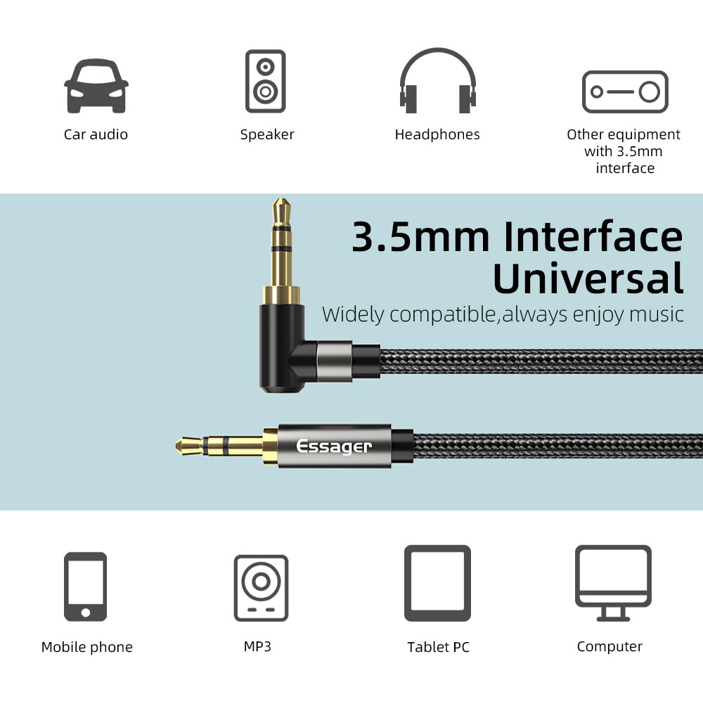 Essager Aux 延長ケーブル 3.5 ミリメートルジ - Audio Jumper Wire のレビューと価格