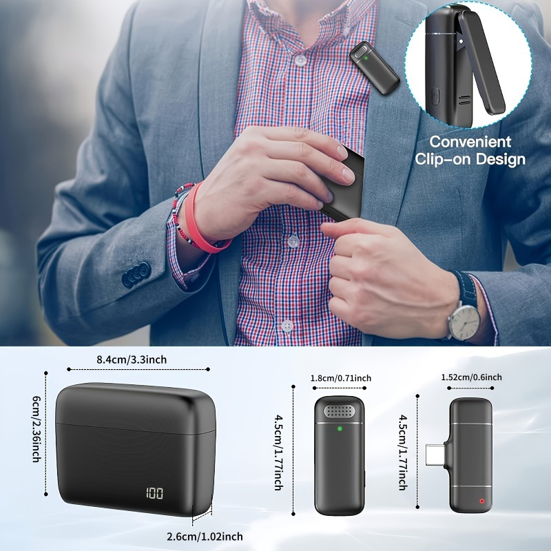 充電ケース付きワイヤレスラベリアマイク。ノイズリダクション機 - Condenser Microphone Kit のレビューと価格