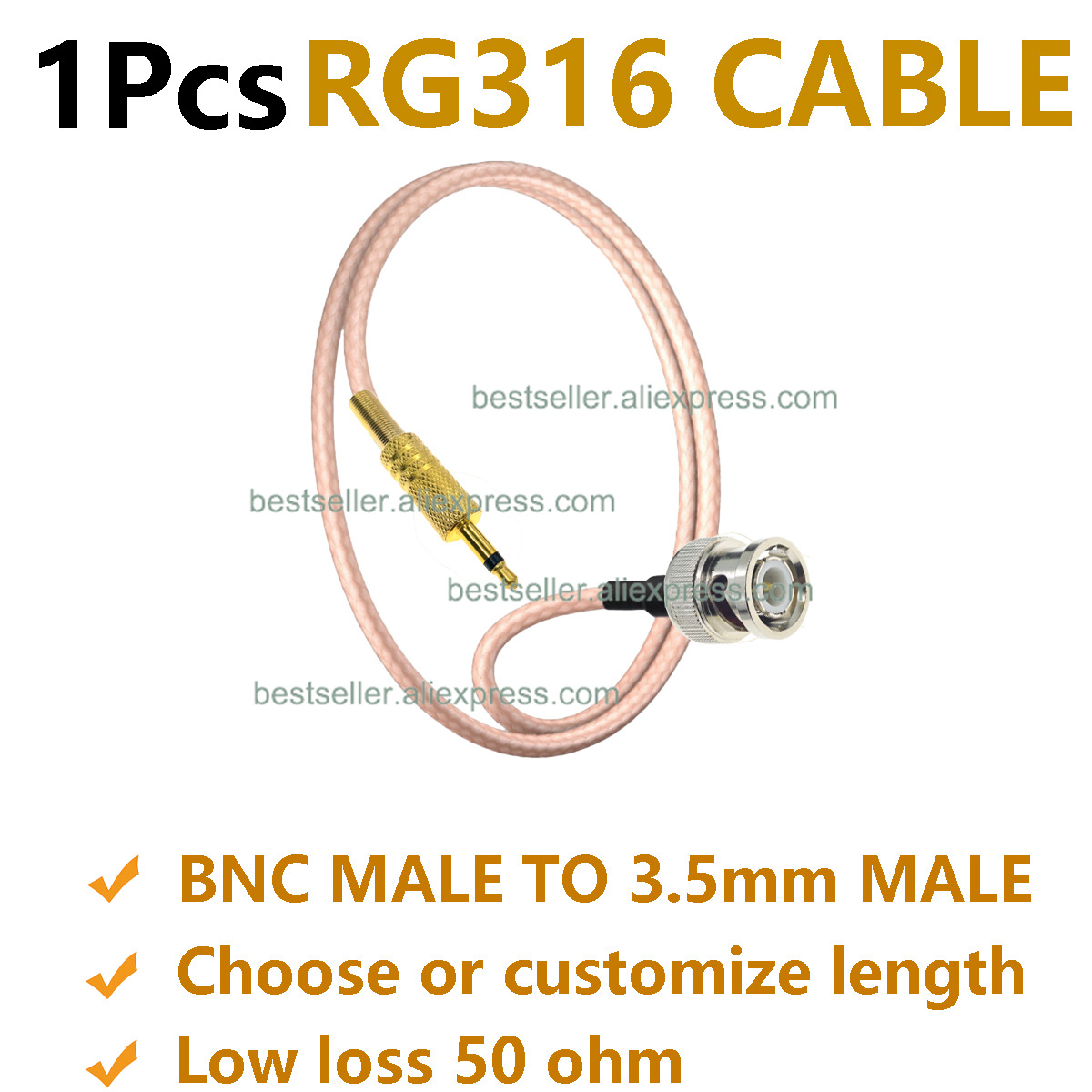 1個 RG316 BNCオス - 3.5mmオスプラグ (1 - Audio Jumper Wire のレビューと価格