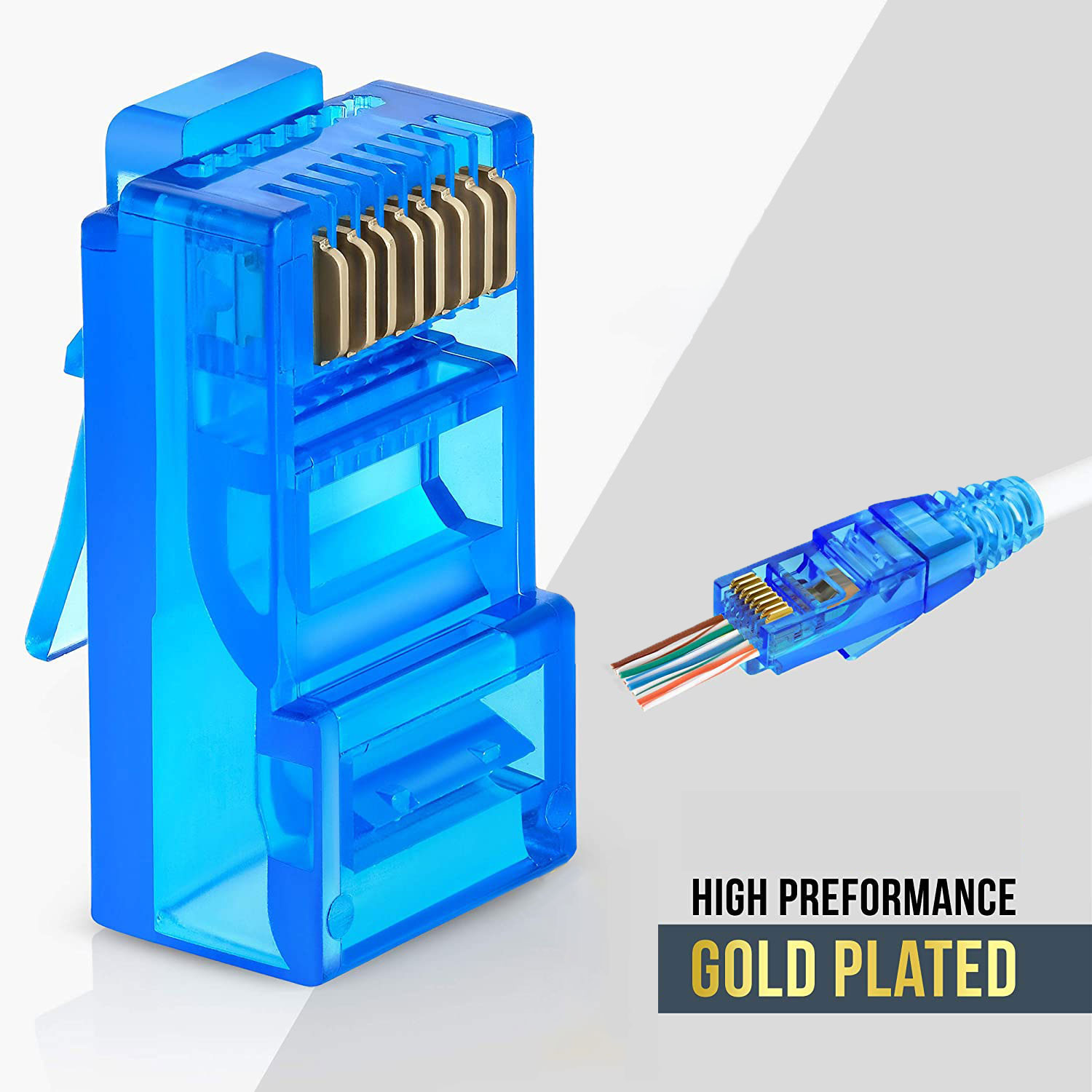 50個のRJ45 Cat6パススルーコネクタ、各種カラーEZ - Rj45 Jack のレビューと価格