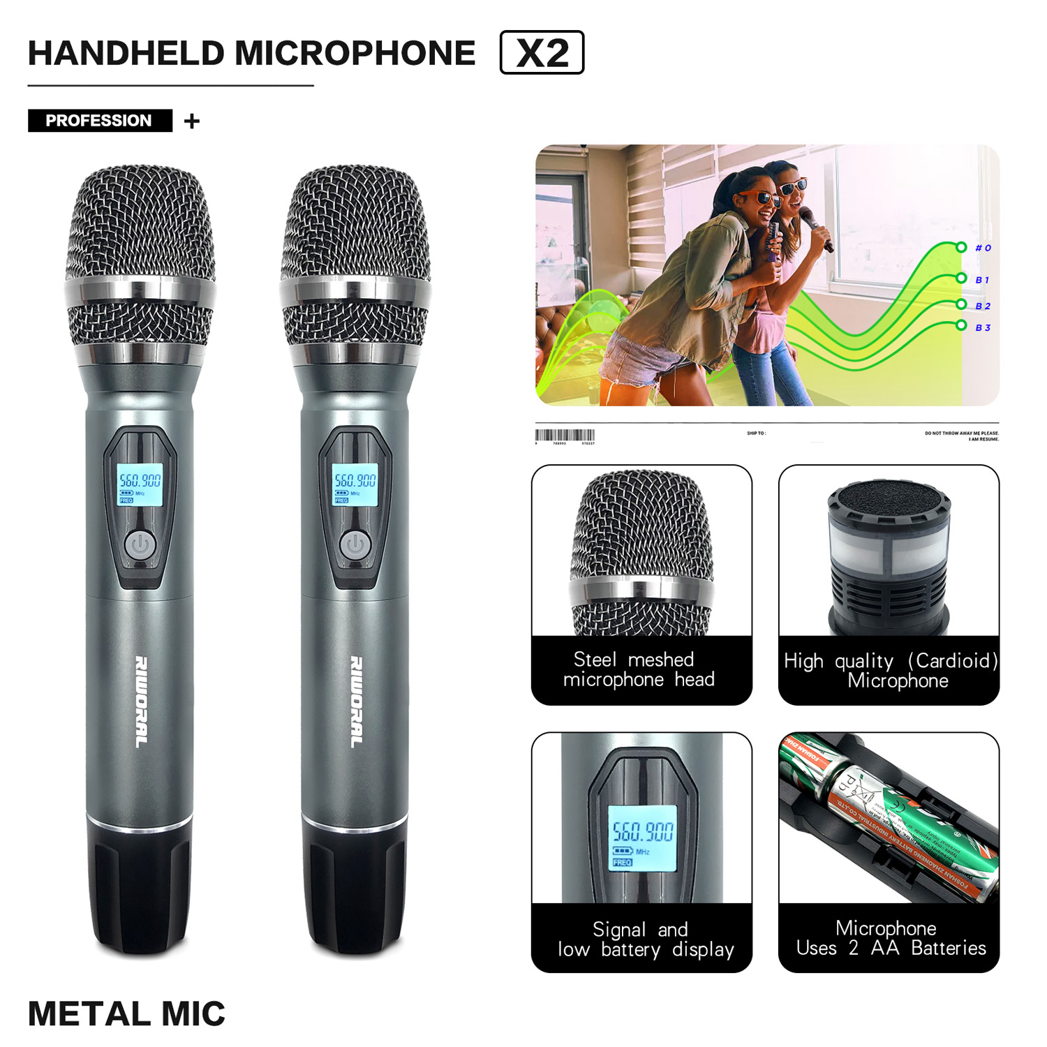 2026 RV-2 プロフェッショナルFMワイヤレスカラオケ - Condenser Microphone Kit のレビューと価格