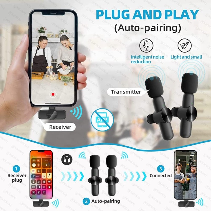 iPhone iPad用ワイヤレスラベリアマイク、録音、ライ - Condenser Microphone Kit のレビューと価格